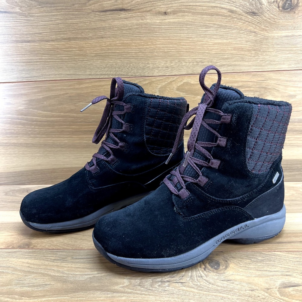 Merrell Womens Boots Size 8.5 Jovilee Artica Winter Black Suede Huckleberry